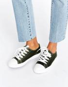 New Look Satin Lace Up Sneaker - Green
