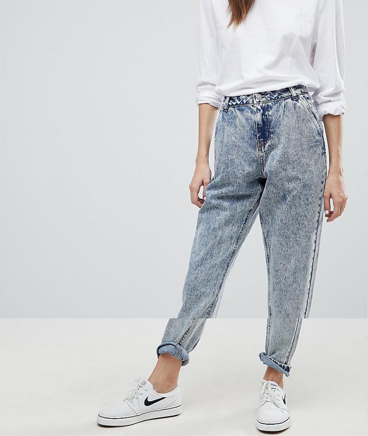 Noisy May Acid Wash Mom Jeans - Blue
