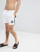 Kings Will Dream Higson Swim Shorts In White With Side Stripes - White