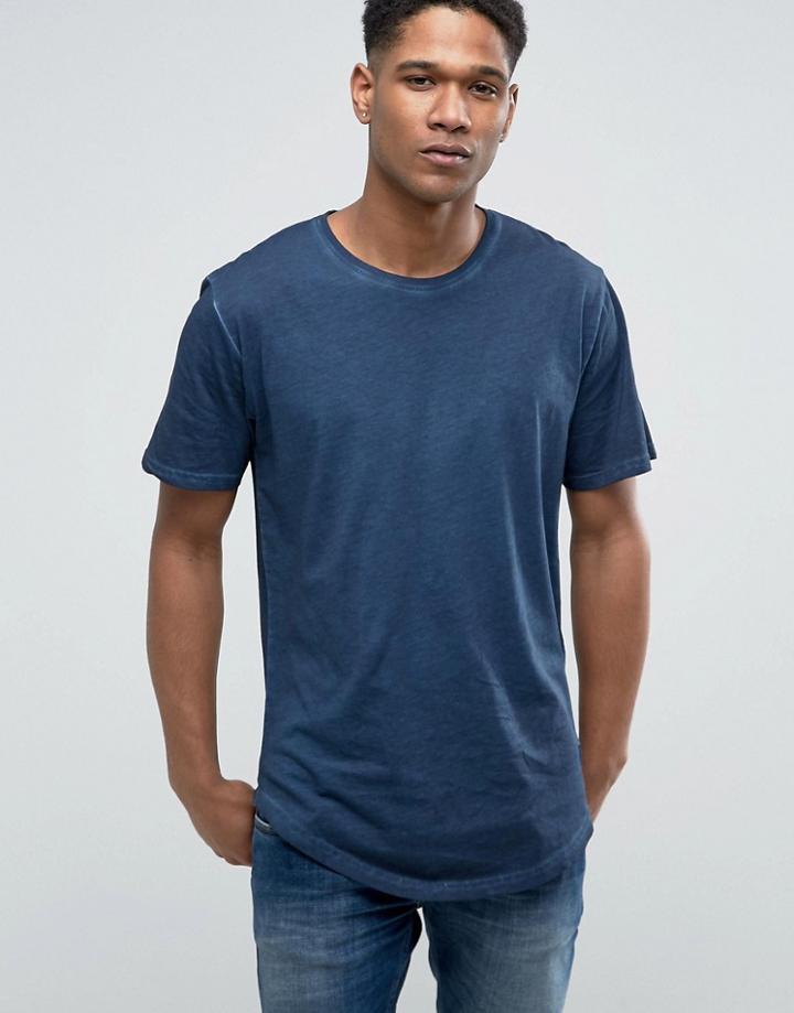 Only & Sons T-shirt In Oil Wash - Navy