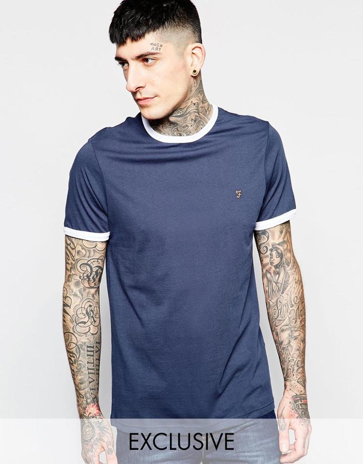 Farah T-shirt With Contrast Trim Slim Fit Exclusive - Navy
