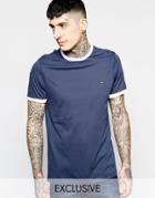 Farah T-shirt With Contrast Trim Slim Fit Exclusive - Navy