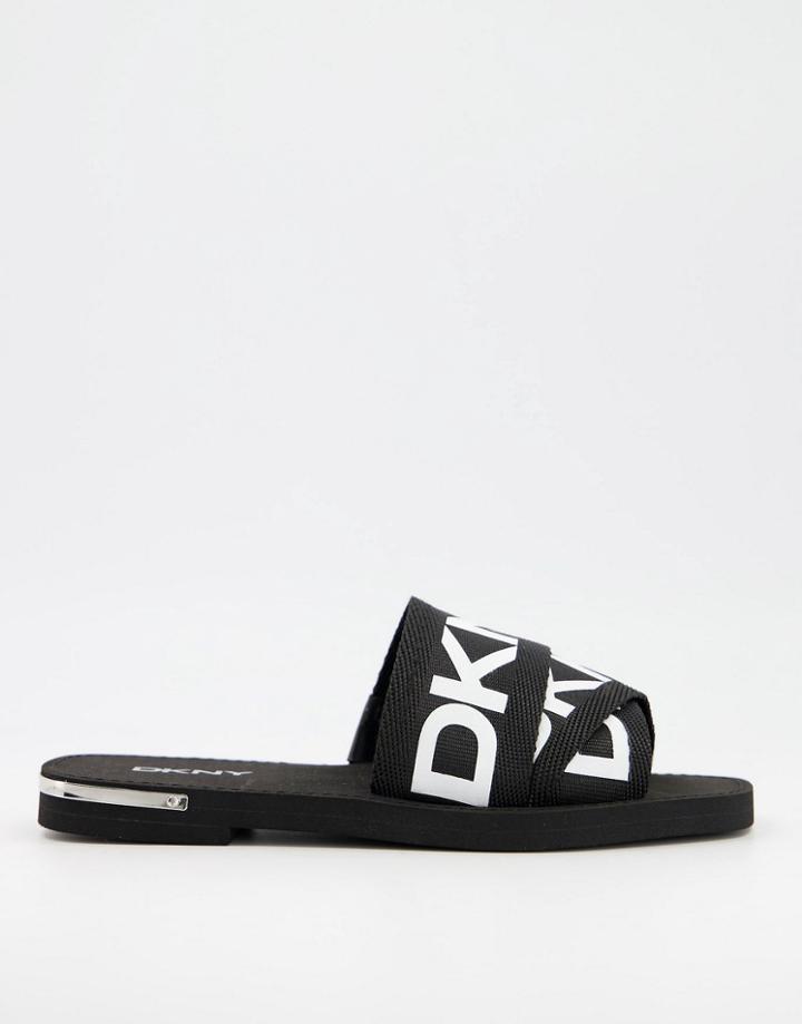 Dkny Logo Tape Sandals In White