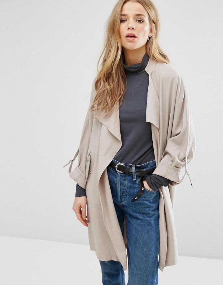 New Look Waterfall Duster Jacket - Beige