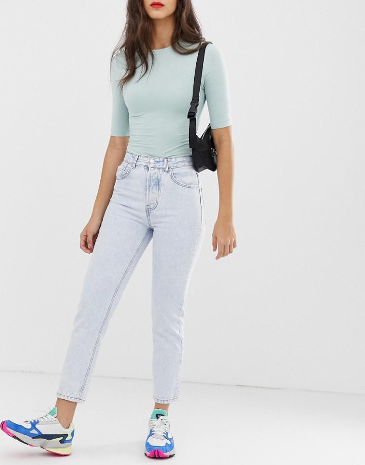 Stradivarius Mom Jean In Light Blue - Blue