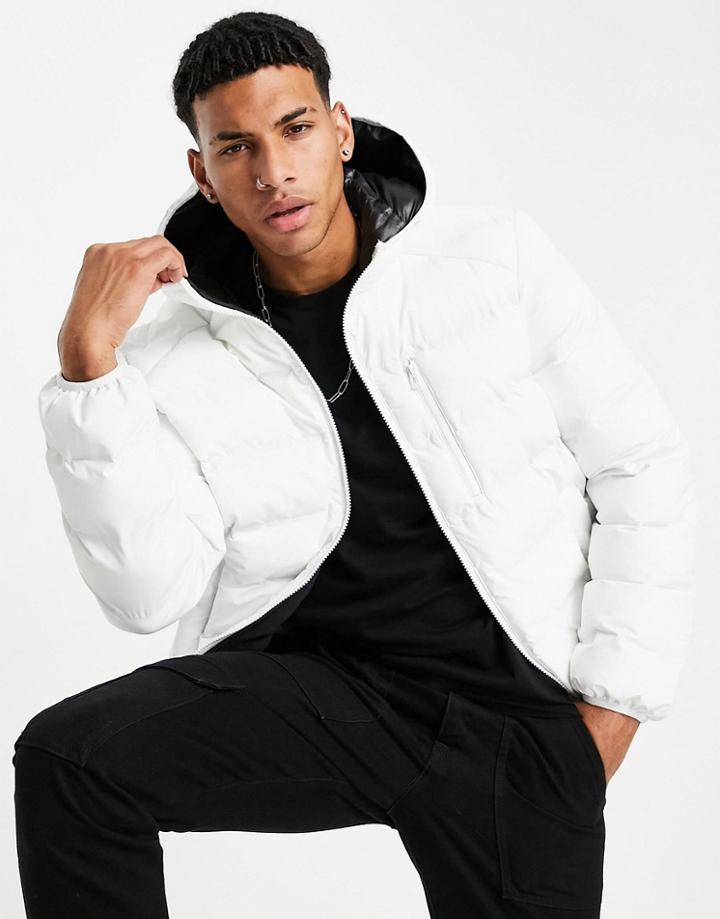 Topman Recycled Quilted Liner Jacket With Padding In White