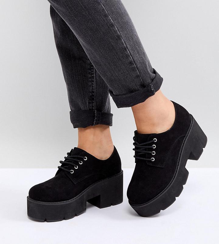 Asos Mega Wide Fit Chunky Lace Up Heels - Black