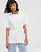 M.c. Overalls Relaxed T-shirt With Chest Logo And Graphic Back - White