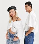 Collusion Unisex Cropped Shirt In White