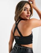The Couture Club Logo Cross Back Cut Out Crop Top In Black - Part Of A Set