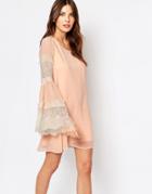 Vila Lace Insert Swing Dress - Pink Sand