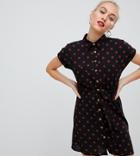 New Look Petite Shirt Dress In Polka Dot - Black