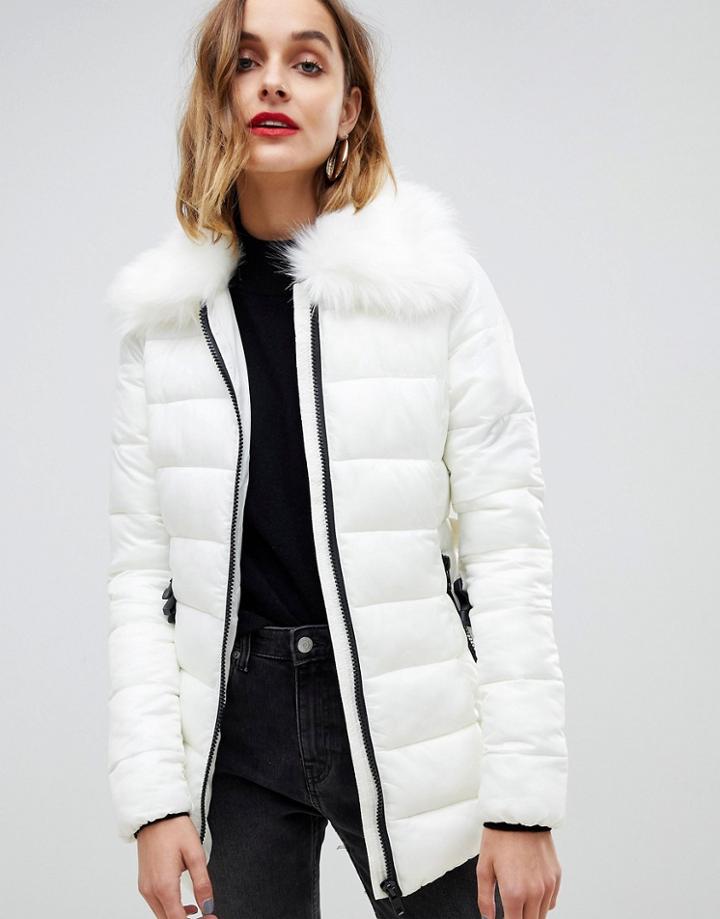 Gianni Feraud Quilted Coat With Belt - Cream