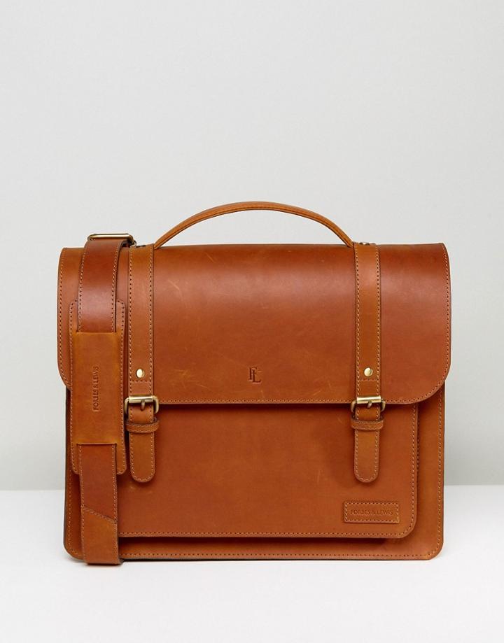 Forbes & Lewis Leather Satchel In Vintage Leather 15inch - Brown