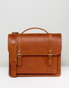 Forbes & Lewis Leather Satchel In Vintage Leather 15inch - Brown