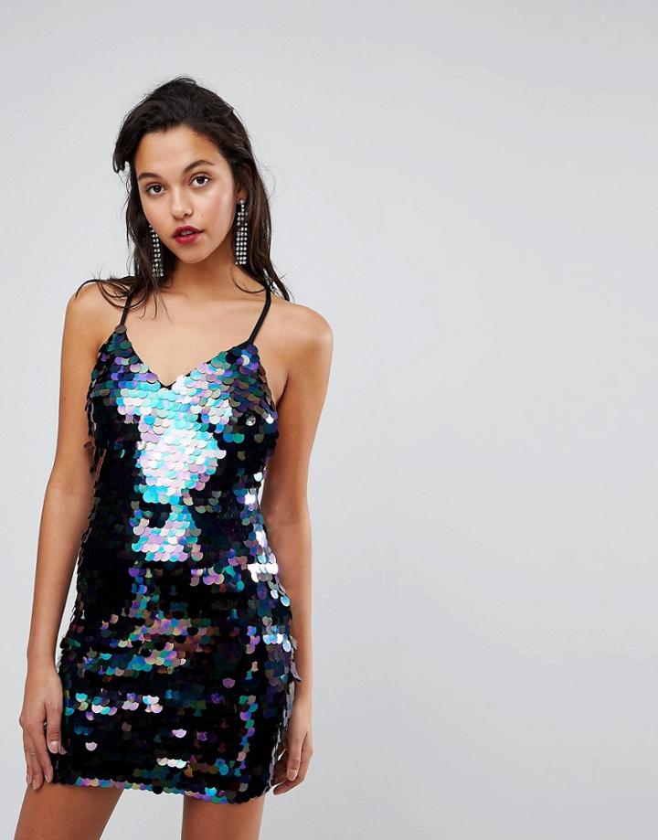 Club L Allover Embellished Detail Mini Dress - Black
