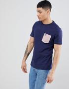 Lyle & Scott Crew Neck Stripe Pocket T-shirt In Navy - Navy