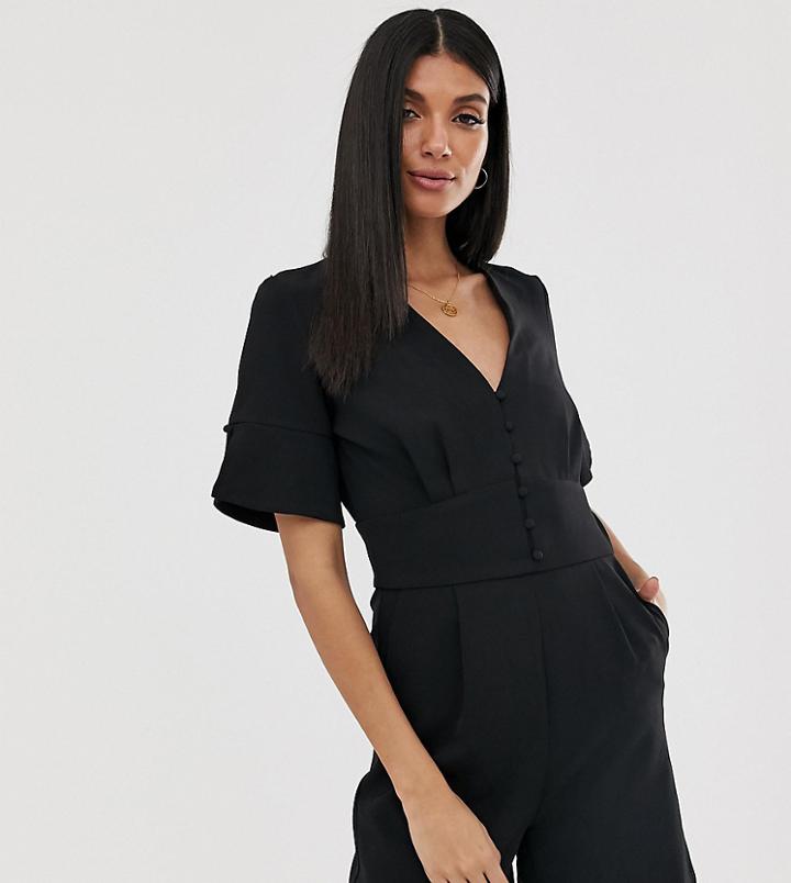 Y.a.s Tall V Neck Romper-black