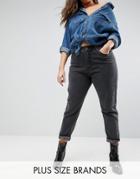 Liquor & Poker Plus Boyfriend Jeans With Stepped Waist - Black