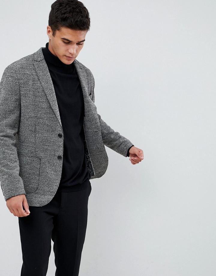 Selected Homme Patch Pocket Blazer With Raw Edge Details In Slim Fit - Gray