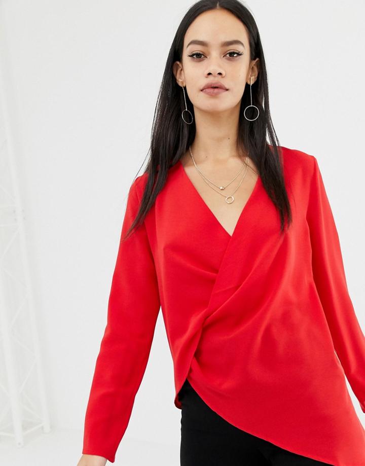 Unique21 Twist Front Blouse - Red