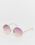 Aj Morgan Oversized Round Sunglasses In Gold & Lilac
