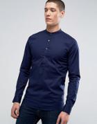 Only & Sons Skinny Half Placket Grandad Shirt - Navy