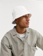 Asos Design Bucket Hat In White Faux Leather