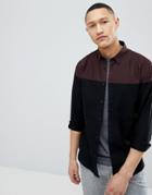 Stradivarius Color Block Shirt In Burgundy - Red