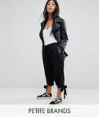 Noisy May Petite High Waisted Pants With Tie Detail Cuff - Black