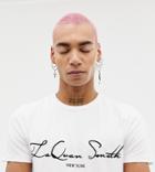 Asos Design X Laquan Smith T-shirt In Reg Fit With Flock Logo - White