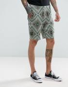 Asos Knitted Shorts In Tapestry Design - Green