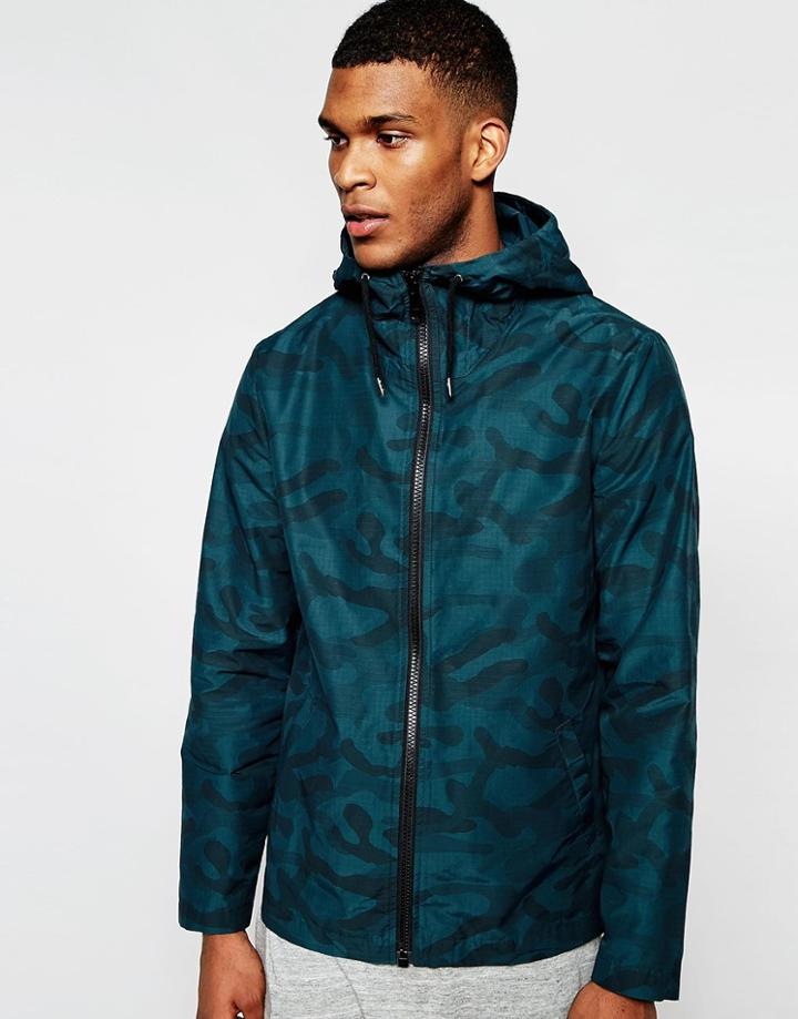 Asos Windbreaker In Camo Print - Green