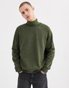 Weekday Paris Crew Neck Sweatshirt In Khaki-green