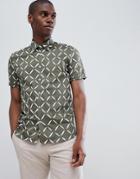 Ted Baker Short Sleeve Shirt In Diamond Print - Green