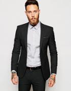 Asos Super Skinny Suit Jacket In Charcoal - Charcoal