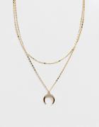 Pieces Sirid Double Chain Wishbone Necklace-gold