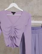 New Look Ruched Front Top In Purple