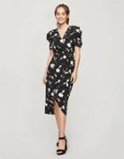 Miss Selfridge Wrap Midi Dress In Black Floral Print