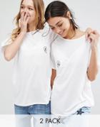Daisy Street Oversized Best Friends T-shirt Multi Pack - White