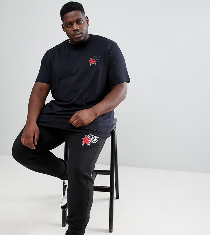 Duke King Size Embroidered Logo Joggers With Side Panels In Black - Black