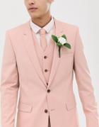 Asos Design Wedding Skinny Suit Jacket In Rose Pink