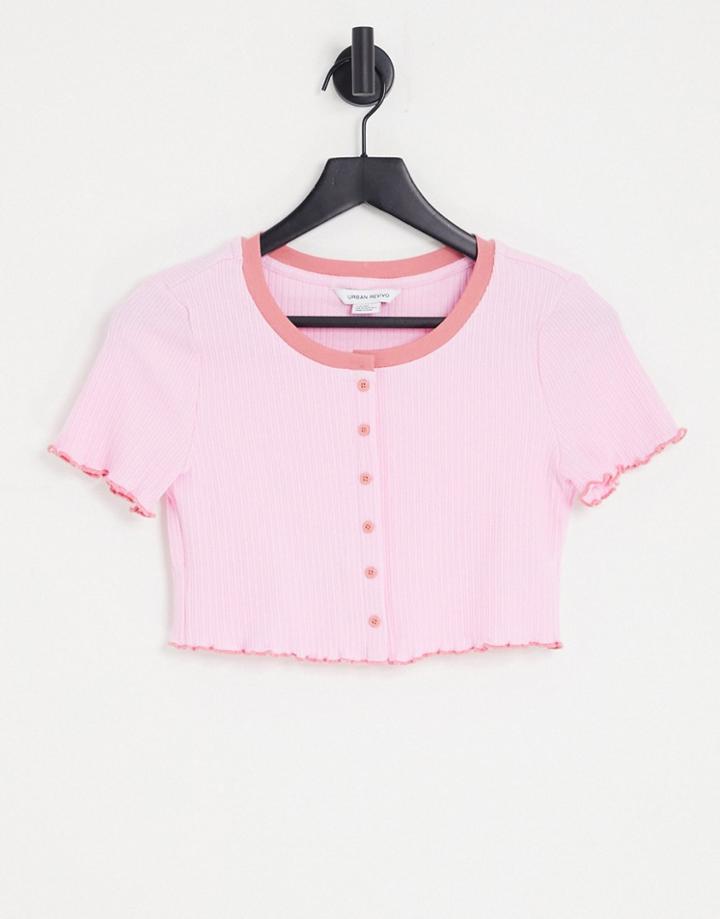 Urban Revivo Button Down T-shirt In Light Pink