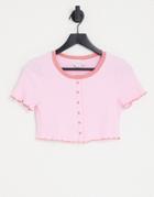 Urban Revivo Button Down T-shirt In Light Pink