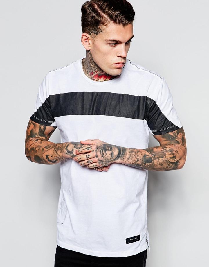Religion T-shirt With Painted Stripe - White