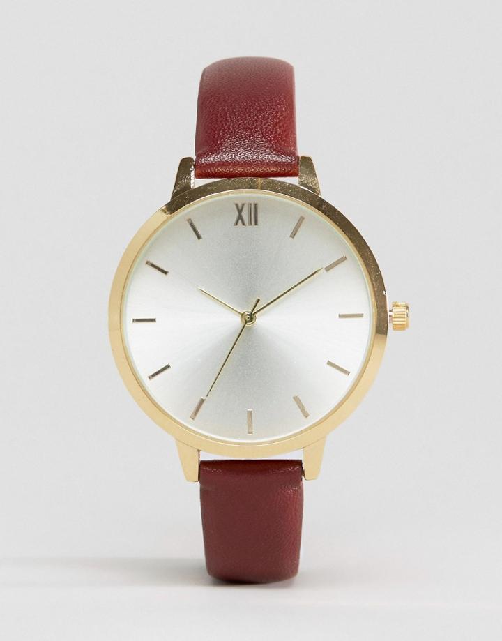 New Look Clean Dial Watch - Red
