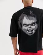 Asos Design Chucky Halloween Oversized T-shirt With Front And Back Print-black