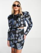 Sister Jane Structured Jacket In Bold Blue Jacquard Floral - Part Of A Set