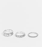 Designb London 3 Pack Chain Rings In Silver Exclusive To Asos