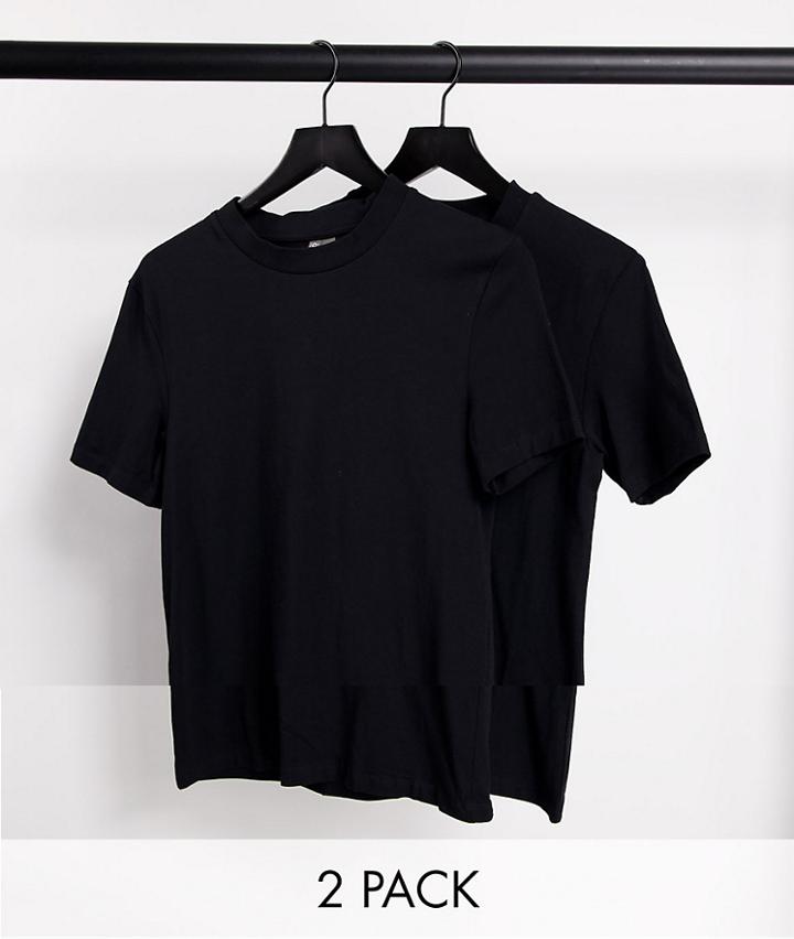 Asos Design 2 Pack Organic Blend Muscle Fit T-shirt With Crew Neck-black
